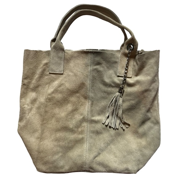 Genuine Leather Tan Suede Slouchy Shoulder Bag - Picture 2 of 7